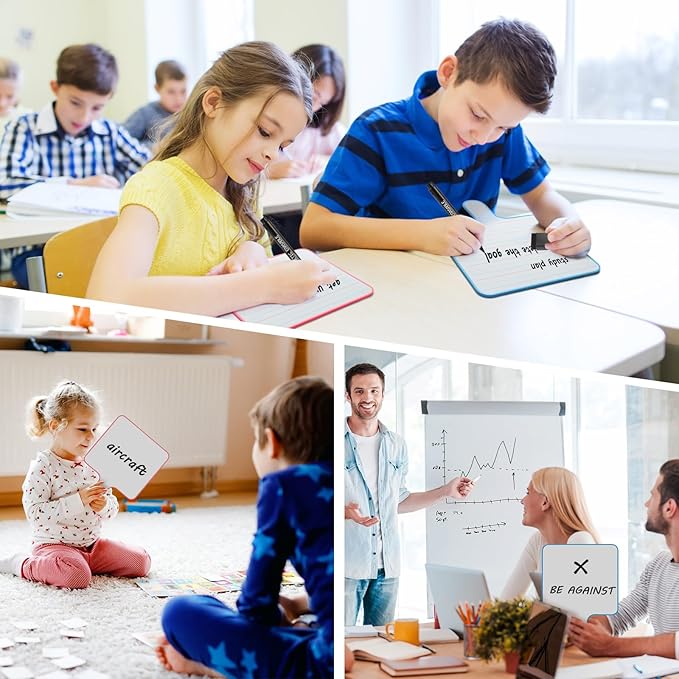 2 Pack Magnetic Handheld Dry Erase Board with Lines 9''×12'' Small White Board Classroom Pack for Students Office Double-Sided Dry Erase Paddles Include 2 Magnets & 2 Markers