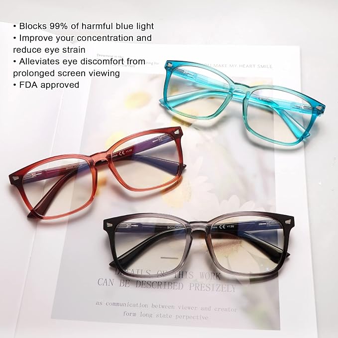 3 Pack Progressive Multifocus Reading Glasses for Women Men Anti Eyestrain Spring Hinges Conmputer Readers (3 Mix Colors, 2, diopters)