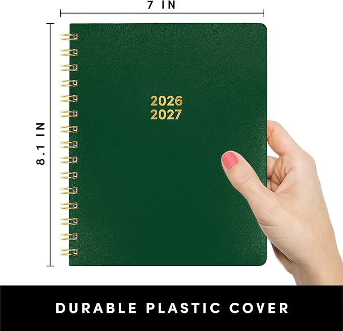 PAPERAGE Academic Planner, Weekly & Monthly Planner & Calendar, 12-Months, July 2026 - June 2027, (7" x 8"), School & Student Planning Agenda with Tabs, Bonus Pages & Inner Pocket, Dark Green