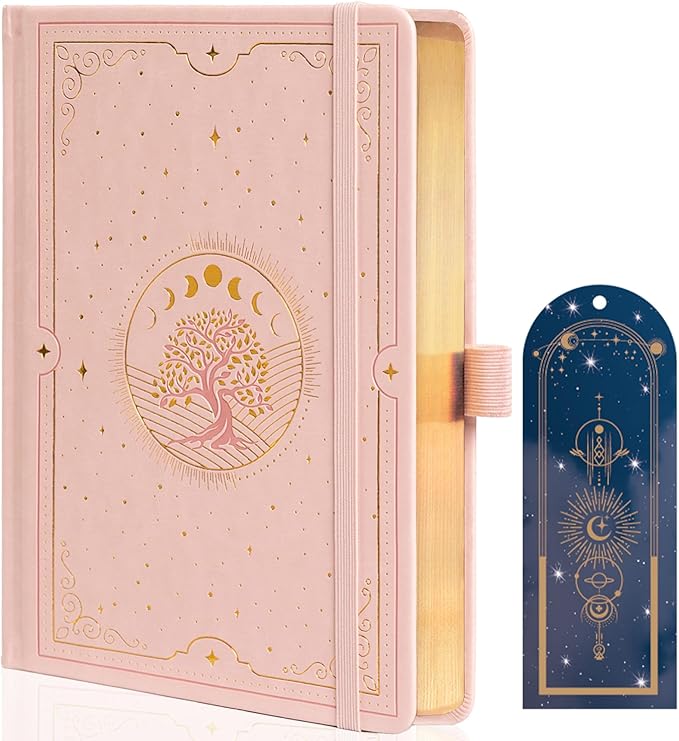 TIEFOSSI Tree of Life Journal, A5 Dotted Journal for Women Men, Dot Aesthetic Notebook with 190 Numbered Pages, Hardcover Vegan Leather Journals with Bookmark, 160 GSM Thick Paper