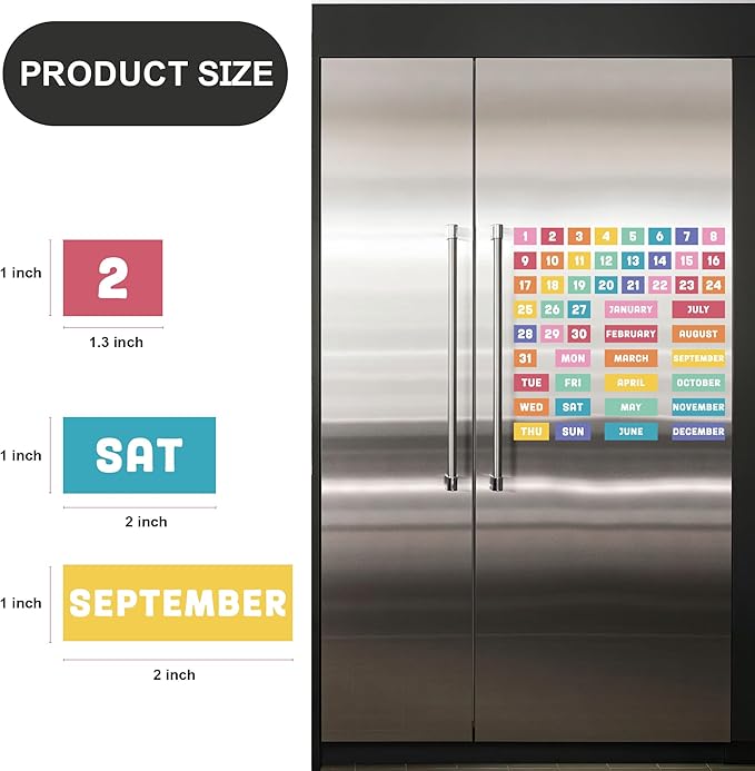 Calendar Magnets for Whiteboard - 50pcs Colorful Magnetic Monthly Calendar for Refrigerator Classroom Weeks and Months