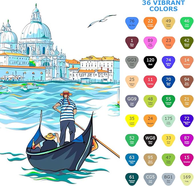Marte Vanci Washable Markers for Kids, 36 Colors Dual Tip Markers with Carrying Case, Coloring Pens, Kids Marker Set for Coloring, School Art Supplies for Boys Girls