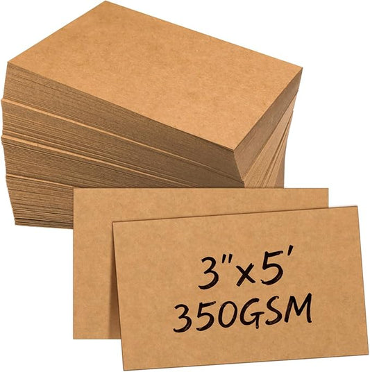 Bercoor 300 Pack Blank 3 x 5 Inch Index Cards, Heavy Study Cards, Note Cards for Office, School Learning, Kraft Paper