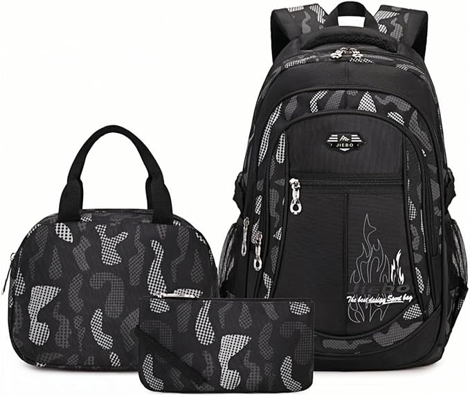 Bansusu 3Pcs Boys Backpack for Kids School Bag with Lunch Bag, Primary Middle School Backpack for Boys Bookbags