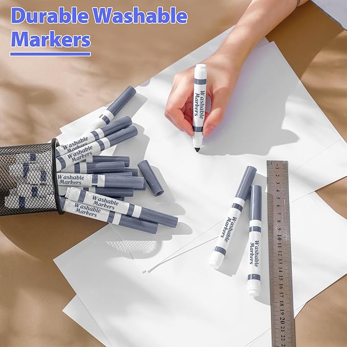 36 Pcs Gray Washable Markers Bulk Coloring Broad Line Markers for Gray Conical Tip Drawing Pen for Christmas, Supplies, Travel Art Shower Gender Reveal Party Supplies, Ages 6+