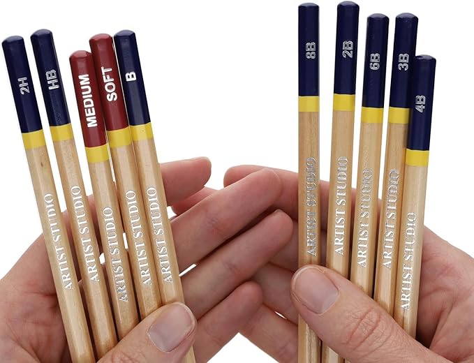 PRO ART 3077 10-Piece Dry Media Pencil Set,Black