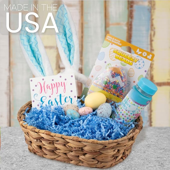 MagicWater Crinkle Cut Paper for Gift Baskets - 2LB - Light Blue - Perfect for Shredded Paper Filler, Basket Filler, Gift Boxes, Bridesmaid Gifts, Christmas Stuffers & More – Ideal for All Occasions