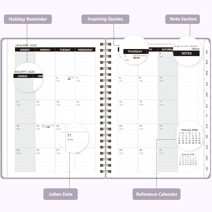 2026 Planner, Weekly and Monthly Calendar Academic Planner, Jan 2026 - Dec 2026, Planning Agenda Book for Desk Accessories and School Supplies - A5 (6.3'' x 8.5'')