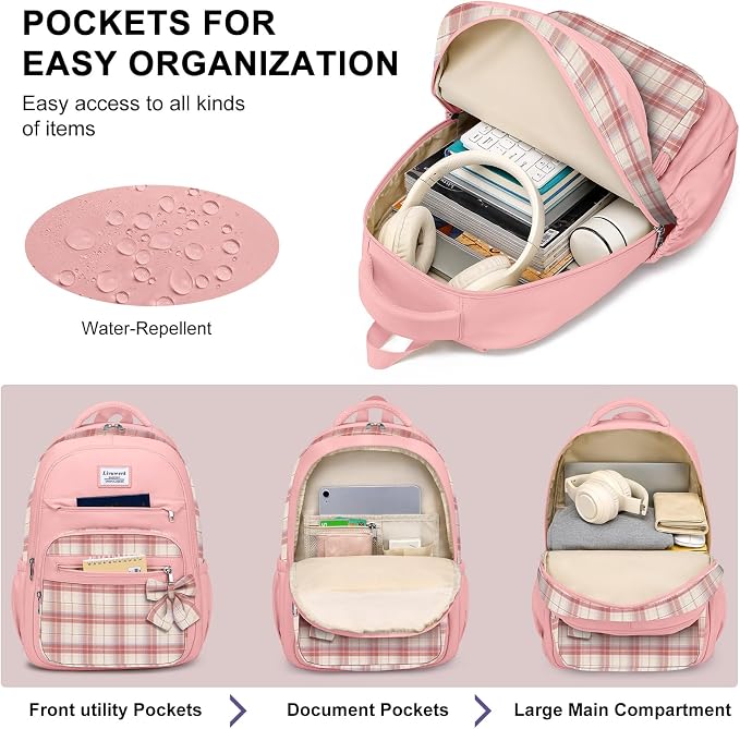 School Backpack for Teen Girls: Cute Bookbags Middle High School College Casual Back Pack 15.6 inch Laptop Backpacks Vintage Bags Women Travel Daypacks Mochilas Escolares Pink