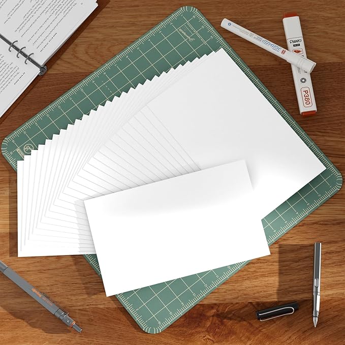 300 Count White Blank Index Cards, 3x5 Inch Study Flash Cards - 6 Pads, 50 Cards per Pad, Thick Ruled Flashcards for Notes, School, Office, Heavyweight Unlined Note Cards