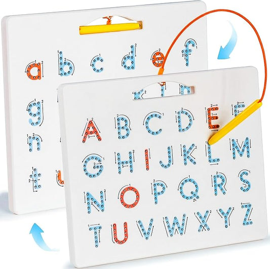 LovesTown Magnetic Alphabet Tracing Board, Double Sided Magnetic Letter Board for Kids Preschool Educational Learning Toys for Toddlers