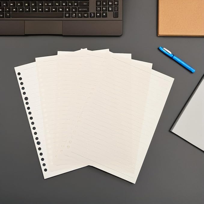 TIDTALEO Loose Leaf Paper Refills A5 Lined Notebook Paper 60 Sheets Reinforced 20-hole Binder Inserts for Travel Journals and Refillable Planners