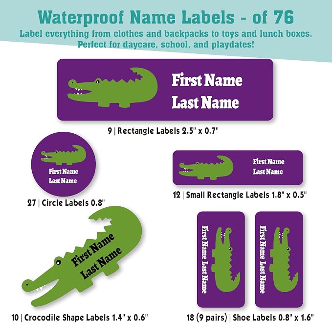 Personalized Daycare Name Labels for Kids (76 Labels) - Custom Durable Waterproof Name Stickers for Clothing Tags, Water Bottles, Lunch Boxes, and School Supplies - Dishwasher, Washer