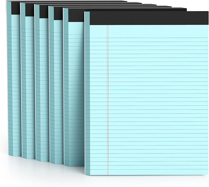 AILZFEI 300 Sheets Blue Legal Pads 8.5 x 11 College Ruled Paper 6-Pack Note Pads Narrow Ruled 50 Sheets per Notepad Perforated Writing Pad Durable Sturdy Back 8x11 Pads of Paper