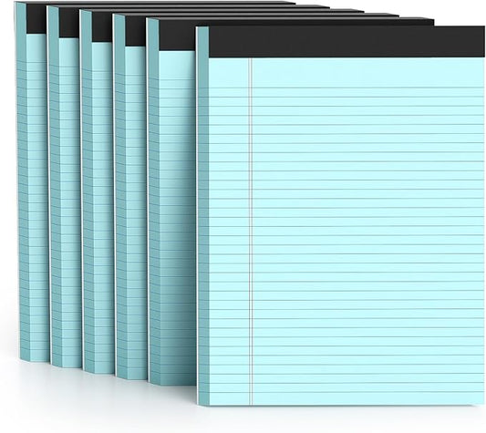 AILZFEI 300 Sheets Blue Legal Pads 8.5 x 11 College Ruled Paper 6-Pack Note Pads Narrow Ruled 50 Sheets per Notepad Perforated Writing Pad Durable Sturdy Back 8x11 Pads of Paper
