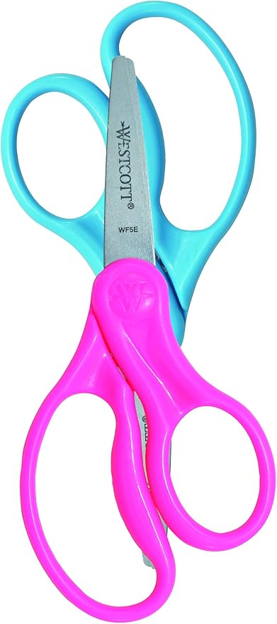 Westcott Hard Handle Kids Scissors, 5", Pointed, Assorted Colors, 2-Pack