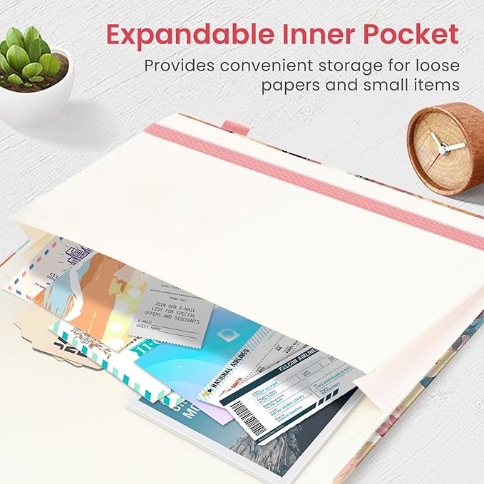 Taja Pretty Lined Journal for Women, Aesthetic Cute Hardcover Leather Journal for Writing, A5 College Ruled Notebook for Work & Note Taking, Perfect for Office School Home, 160 Pages, Pastel Garden