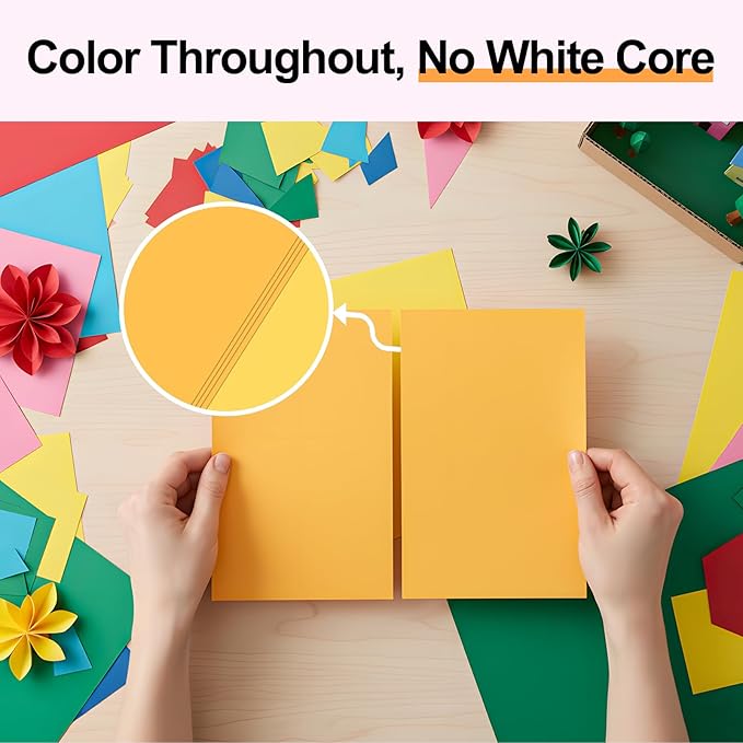 800-Sheets Colored Cardstock for Crafts: 50 Colors, 8.5" x 11", 65lb/180gsm, Colored Paper for Kids School Supplies, Party Decorations, DIY Crafts,for cri·cut Cutting