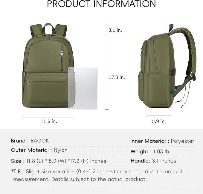 BAGOK Lightweight Nylon Backpack for Women & Men – Foldable, Large Capacity, Ideal for School, Travel & Work