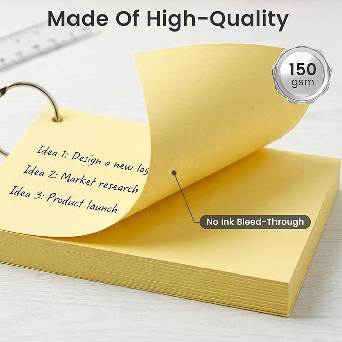 BOOKNOW Index Cards 3x5, Flash Cards with Ring, 260PCS Colored Notecards for Studying, Portable Notecards Note Taking for Students, Teachers, Office Home School, 6 Colors