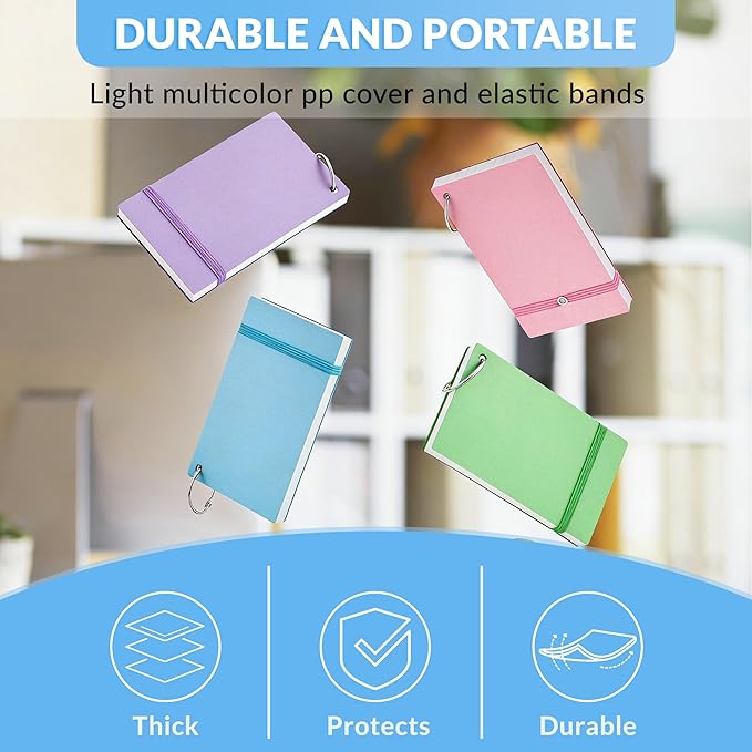 NEEWAY Ruled Index Cards with Ring 3x5 Inches, 200 Count Note Cards Lined, Flash Cards with Rings for Studying, Home and Office (Pastel)