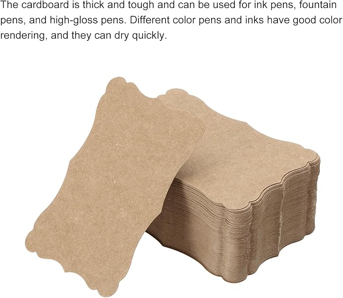 PATIKIL 3.7"x2.4" Blank Paper Business Cards, 120 Pack Small Index Flash Cards Words Message Note Card Mini Paper Tags Lace for DIY Gift, Brown