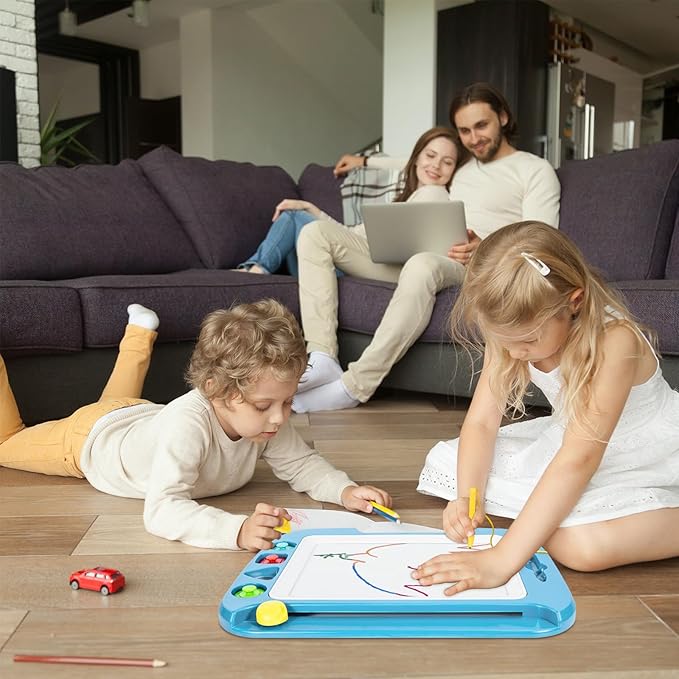 SGILE Toddler Toys for Kids, Large Magnetic Drawing Board for Birthday Gift, Toys for 1 2 3 4 Year Old Girls Boys, Etch & Sketch Pad with 4 Stamps, Learning and Educational, 16 ×13 in, Light Blue