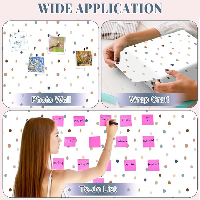 Colorful Boho Polka Dot Bulletin Board Roll Non-Woven Fabric 15.7" x40ft