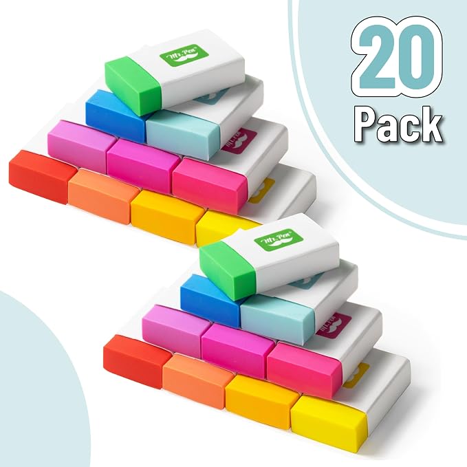 Mr. Pen- Erasers Bulk, 20 Pack, Large Block Erasers for School, No Smudge