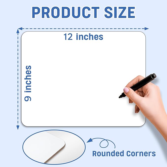 Dry Erase Board 9x12 Inch Mini Marker Board Whiteboard Small Dry Erase White Boards for Students, Office, Daily Lists