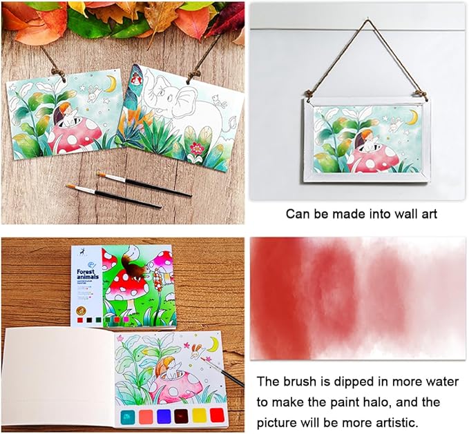 YXOTJHS Paint with Water Books, Watercolor Coloring Books for Kids Ages 4-8, Mess Free Water Painting Book for Toddlers 2-4, Arts and Crafts for Kids 4-6 Girls Boys Gifts