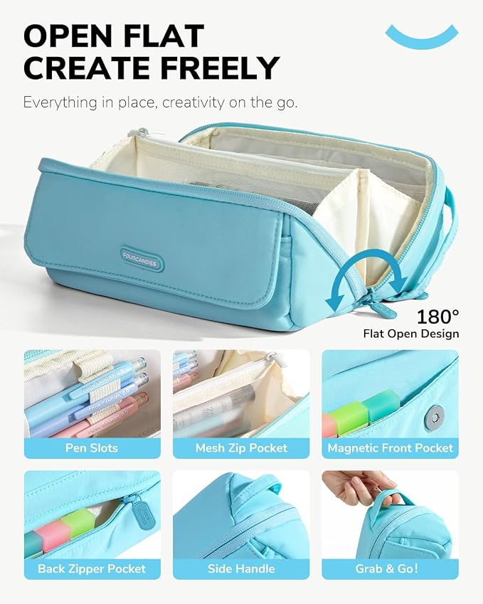 Four Candies 36PCS Mechanical Pencil Set with 624 Lead Refills (Light Blue) | 0.5mm, 0.7mm, 0.9mm & 2.0mm Mechanical Pencils, Aesthetic School Supplies for Writing, Drawing, Drafting and Note-Taking