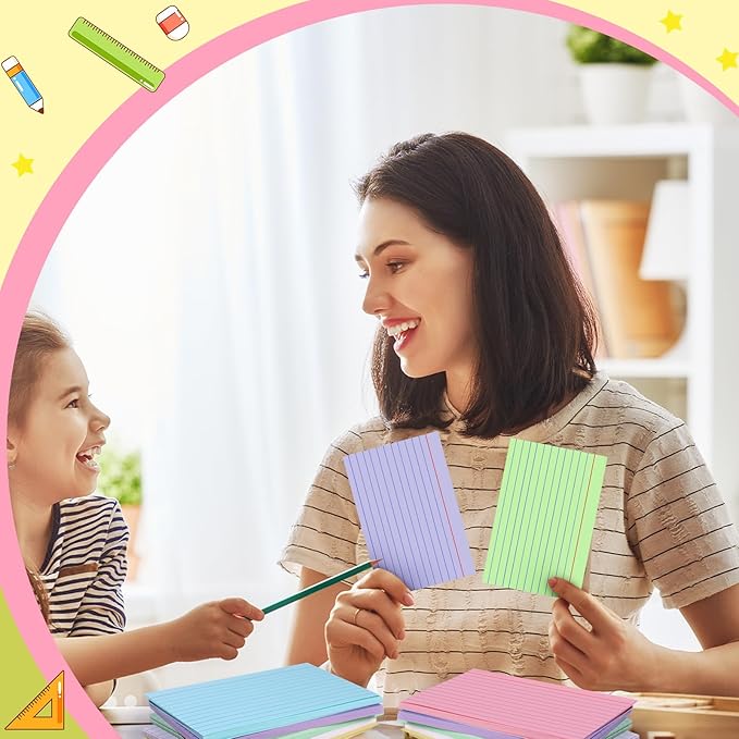 Colored Index Cards 4x6 Inch Flash Cards Heavyweight Lined Flashcards Note Cards for Studying School College Supplies, 162 Count