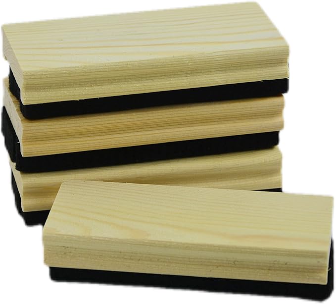 4 Pack Chalkboard Erasers Premium Wool Felt Eraser Dustless Wood Blackboard Cleaner for Blackboard Chalk Eraser Office School Supply Engravable DIY Gift