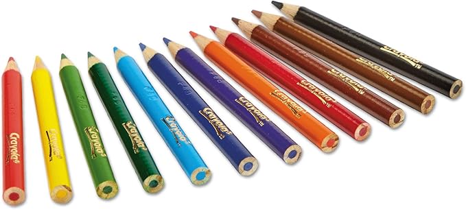 Crayola 684112 Short Barrel Colored Woodcase Pencils, 3.3 mm, 12 Assorted Colors/Set