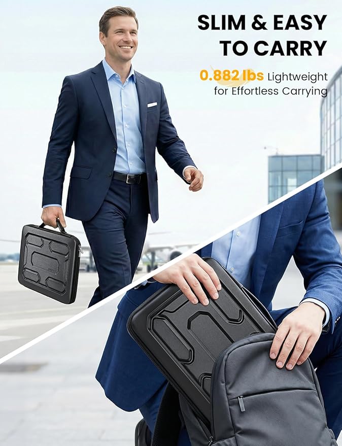 DOMISO Laptop Hard Case 14-14.4 inch Waterproof Shockproof Hard Shell Laptop Sleeve with Handle & Storage Pocket, Compatible with MacBook, HP, Dell, Black