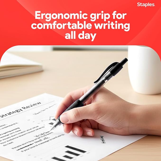 Staples ProGel Retractable Gel Pens, Fine 0.7mm, Black Ink, 36-Pk | Smooth-writing, quick-dry ink for everyday office and classroom stocking.