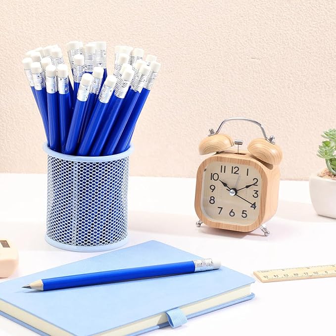 Fainne 102 Pcs Bulk Fat Jumbo Pencils Set 96 Giant Big Large Thick Pencils with Erasers 6 Sharpeners for Home School Classroom Beginners(Blue,Round)