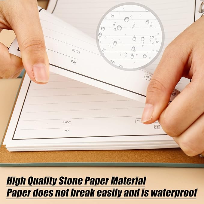 Reusable Notebooks - Stone Paper Waterproof Spiral Notebooks, A5 Wirebound Ruled Sketch Book Notepad Diary Memo Planner with 1 Erasable Pen & 1 Microfiber Cloth Included (9.05''×6.69'')