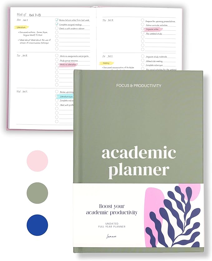 Lamare Academic Planner 2026-2027 – Undated Weekly College Student Planner for Homeschool, High School, College & Nursing Students