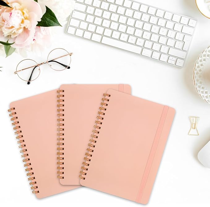 Utron 3 PCS Small Spiral Notebook 5x7, Notebooks for Note Taking, Pink Spiral Journal Notebook, Work Notebook Small Notebooks 5x7 with Strap, Cute Notebooks for Women 70 Sheets/Note Books