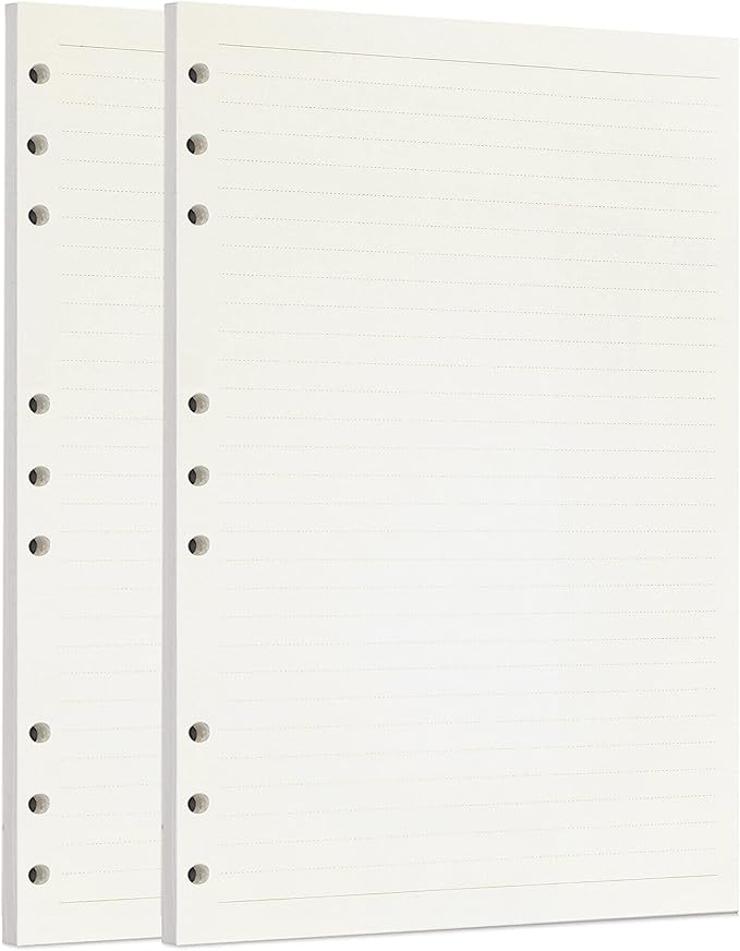 Zelten 2 Pack B5 90 Sheets/180 Pages Lined Loose Leaf Punched Paper Refills Paper for 9 Hole Binder Personal Organizer Diary Notebook Refillable Planner