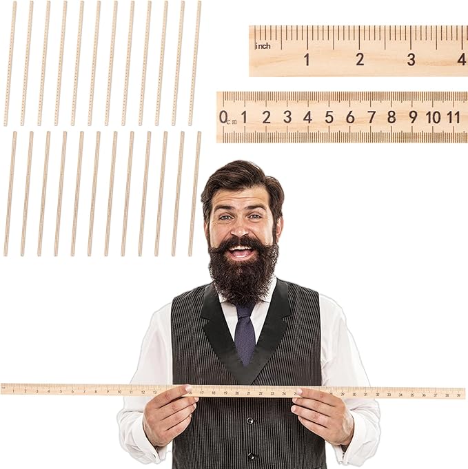 gisgfim 24 Pack 39 Inches Wood Double Sided Meter Stick Yard Stick Wood Economy Meterstick Wooden Ruler 100 Centimeters Measuring Yardstick Bulk School Classroom Home Office Kid Measuring Tailor Craft
