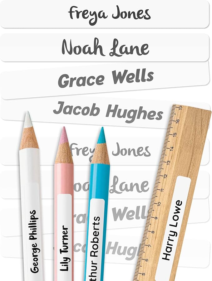 Personalized Kids Name Labels for Pencils White [75pcs] - Waterproof Name Stickers for School & Daycare - Pencil Custom Name Stickers - Children Name Stick On Labels for Pens (2.0”x0.3”)