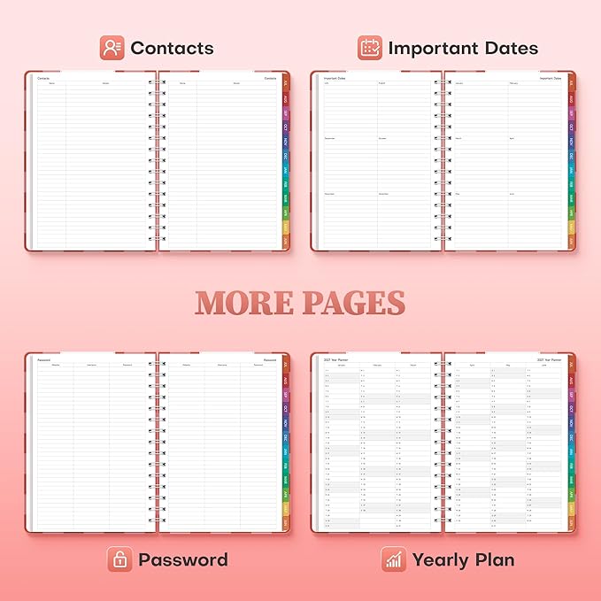 Planner 2026-2027 Monthly and Weekly Academic Planner July 2026 - June 2027, Hardcover Calendar 2026-2027 Agenda Daily Planner for Student Teacher School Office Supplies, 6" x 8.3", Pink Checkered
