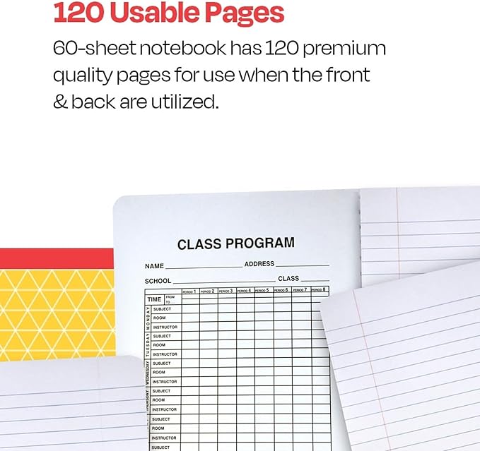 School Smart Hard Cover Ruled Composition Book, 60 Sheets, 9-3/4 x 7-1/2 Inches