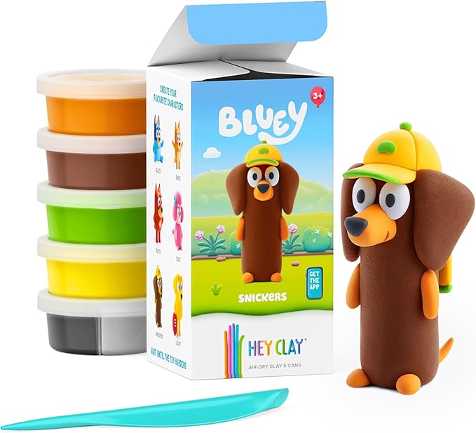 HEY CLAY Bluey & Friends - Air-Drying Clay for Kids - Arts and Crafts Creative Modeling Clay Kit Children Ages 4-8 (Snickers)