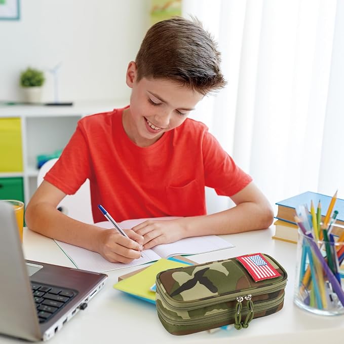 Tactical Pencil Case for Boy,Wide open Pen Pouch Bag with Handle for School | Marker Organizer Case Pen Box, Tool Bag Desk Organizer for School College Office Organizers for Kids Men Women Adult Teens