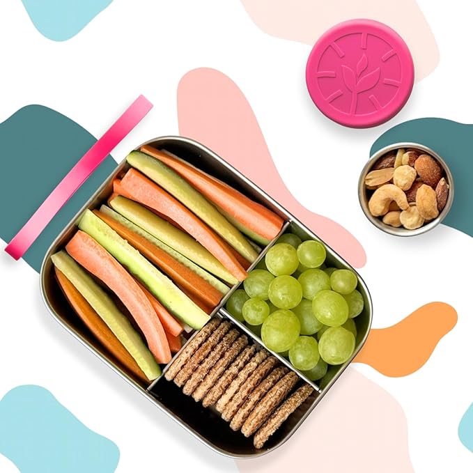 TAVVA 2-Container Lunch System Ages 6-9 - 27oz Organized Stainless Steel Bento Box for Kids with 100% Steel Lid (Dry Foods) + 1.7 Sealed Cup (All Wet Items) - Easy-Clean Design - Dishwasher Safe