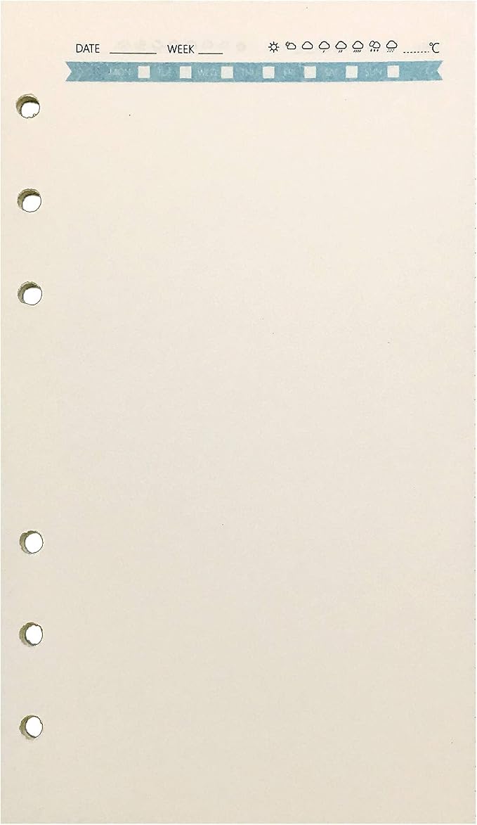 Zelten Refills/Loose Leaves for A6 Cover Ring Binder/Personal Organizer/Planner(A6 6 Holes, Blank Blue)